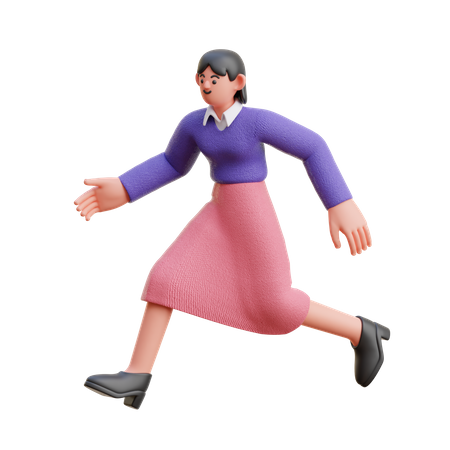 Femme qui court vite  3D Illustration