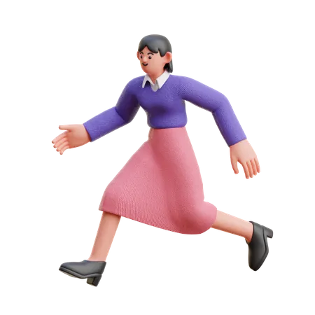 Femme qui court vite  3D Illustration