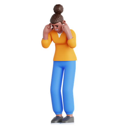 Femme se couvrant l'oreille  3D Illustration