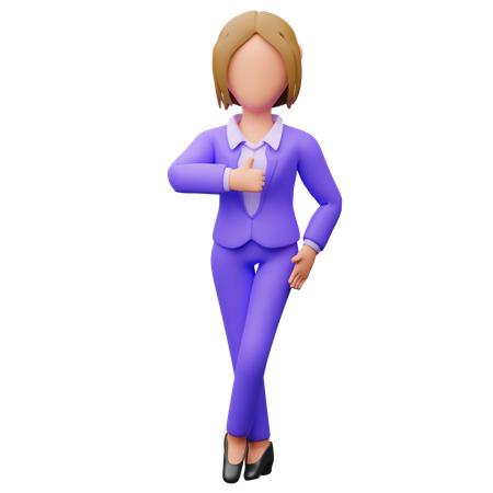 Femme affaires, projection, pouces haut  3D Illustration