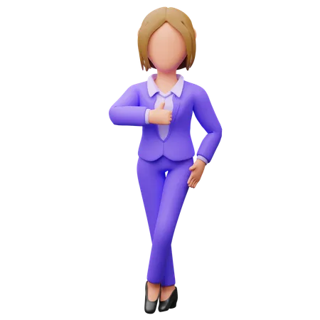 Femme affaires, projection, pouces haut  3D Illustration