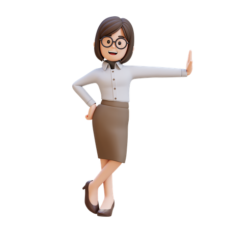 Femme d'affaires allongée sur un mur transparent  3D Illustration
