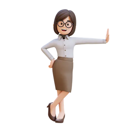 Femme d'affaires allongée sur un mur transparent  3D Illustration