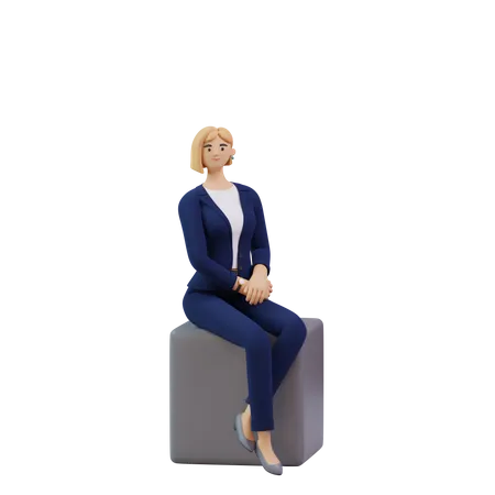 Femme d'affaires assise  3D Illustration