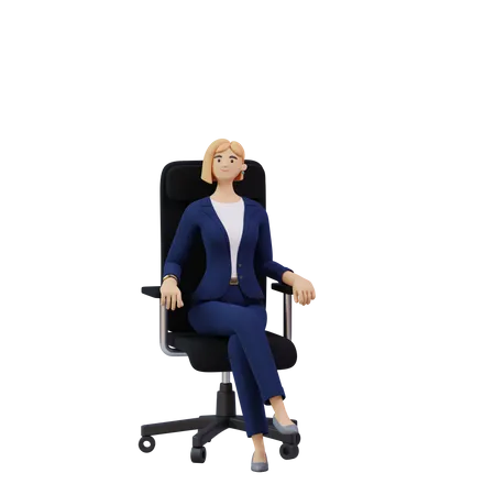 Femme d'affaires assise sur une chaise  3D Illustration