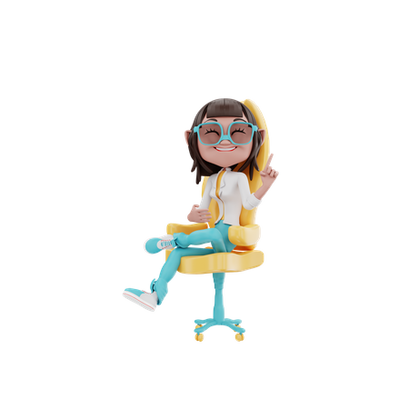 Femme d'affaires assise sur la chaise de bureau  3D Icon