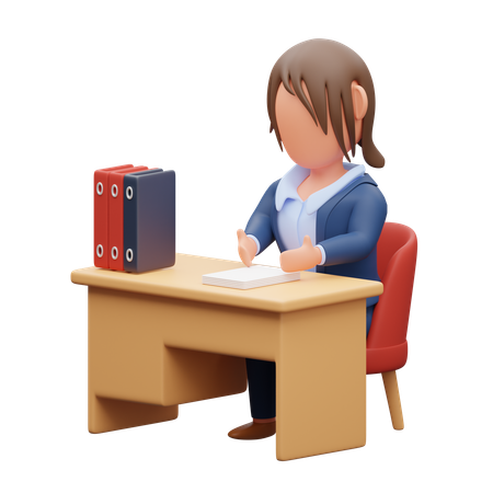 Femme d'affaires au bureau  3D Illustration