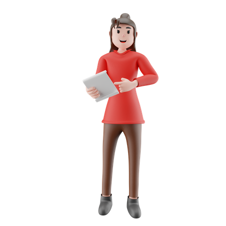 Femme d'affaires avec document  3D Illustration