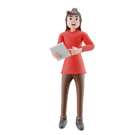 Femme d'affaires avec document  3D Illustration