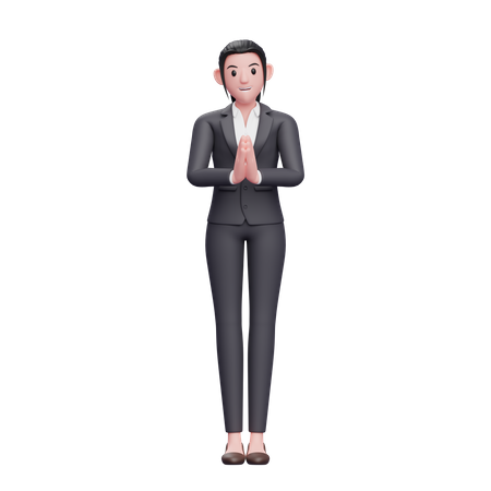 Femme d'affaires avec le geste Namaste  3D Illustration