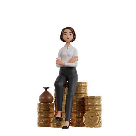 Femme d'affaires avec investissement en capital  3D Illustration