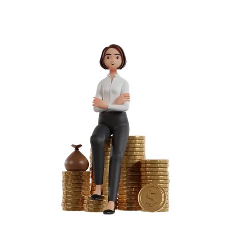 Femme d'affaires avec investissement en capital  3D Illustration