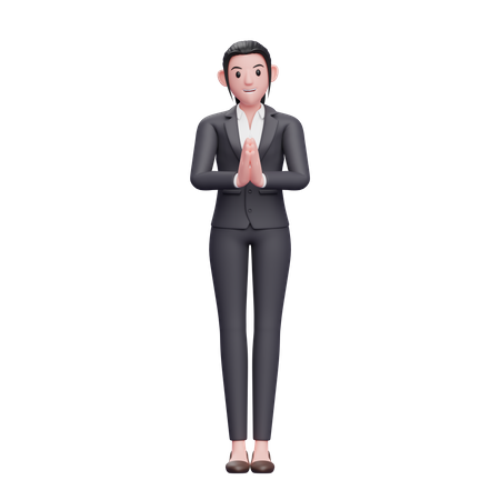 Femme d'affaires avec le geste Namaste  3D Icon