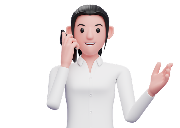 Femme d'affaires ayant une conversation téléphonique  3D Icon