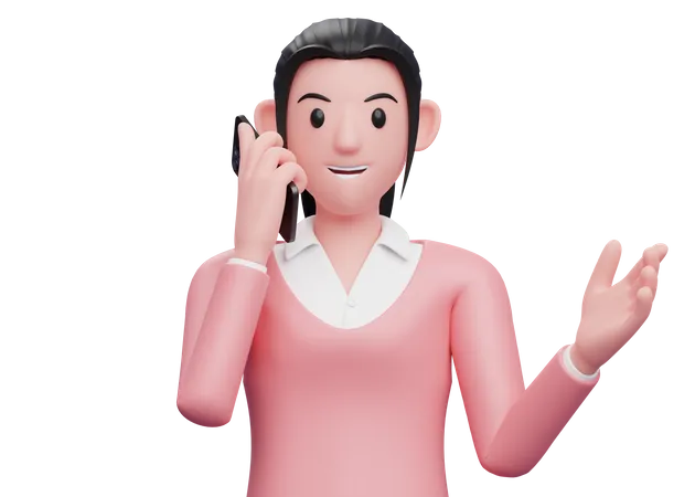 Femme d'affaires ayant une conversation téléphonique  3D Illustration