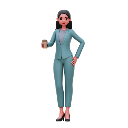 Femme affaires, boire, café  3D Illustration