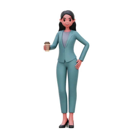 Femme affaires, boire, café  3D Illustration