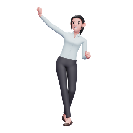 Femme d'affaires célébrant la victoire  3D Icon