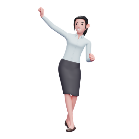 Femme d'affaires célébrant la victoire en dansant  3D Icon