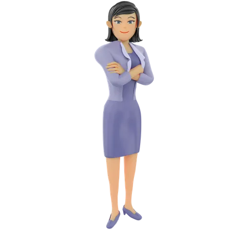 Femme affaires, debout, bras croisés  3D Illustration