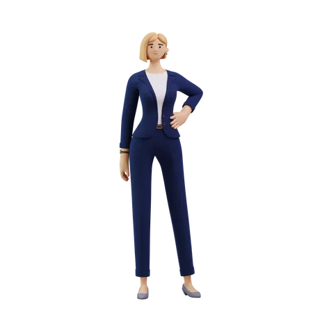 Femme d'affaires debout avec la main sur la taille  3D Illustration