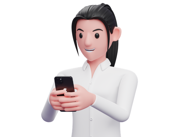Femme d'affaires discutant sur smartphone  3D Icon