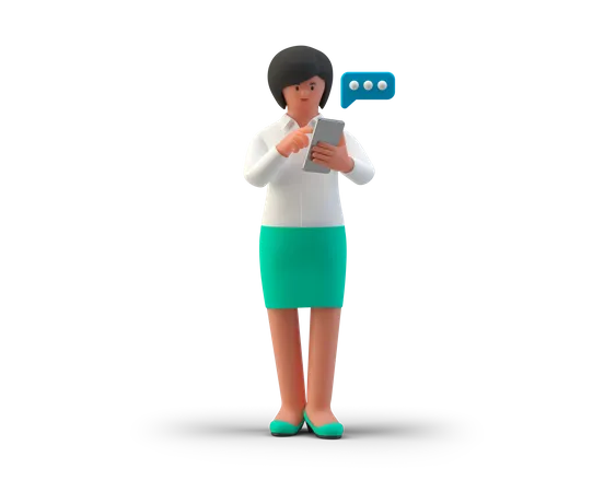 Femme d'affaires discutant sur smartphone  3D Illustration