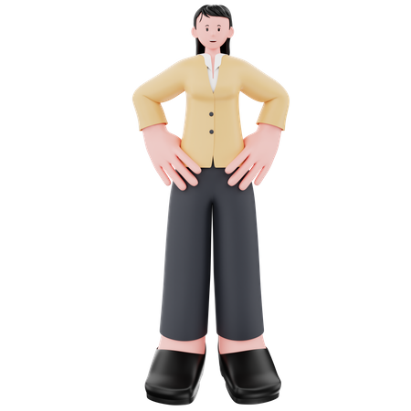 Femme affaires, donner, pose debout  3D Illustration