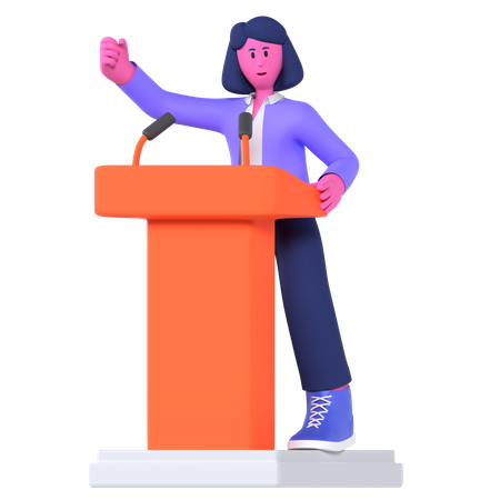 Femme d'affaires donnant un discours d'affaires  3D Illustration
