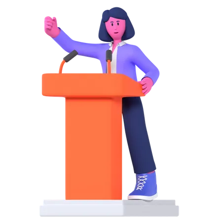 Femme d'affaires donnant un discours d'affaires  3D Illustration