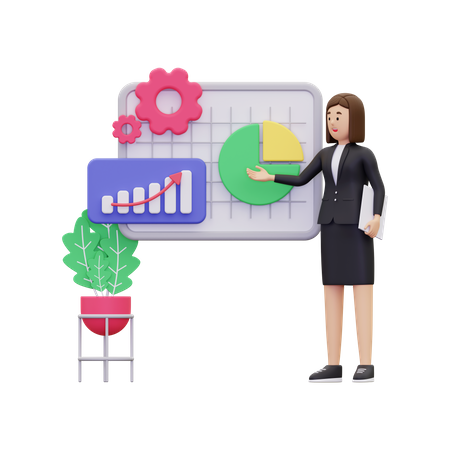 Femme d'affaires donnant une présentation  3D Icon