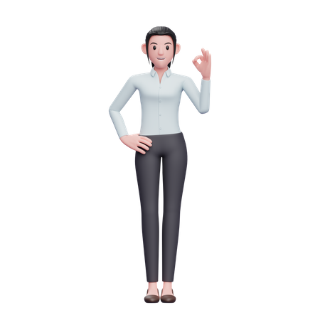 Femme d'affaires montrant un super signe  3D Illustration
