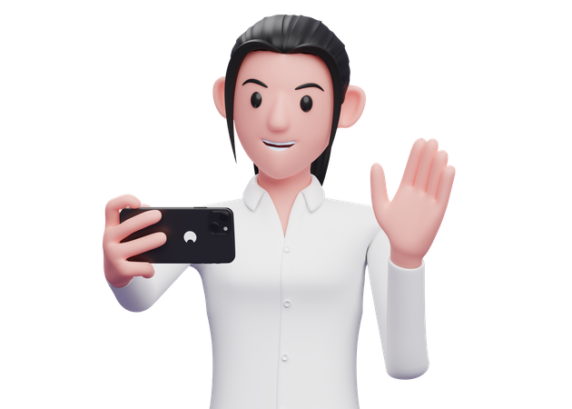 Femme d'affaires effectuant un appel vidéo  3D Icon