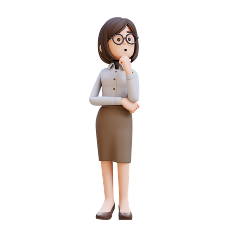 Femme d'affaires en costume réfléchissant, les bras croisés et regardant vers le haut à gauche  3D Icon