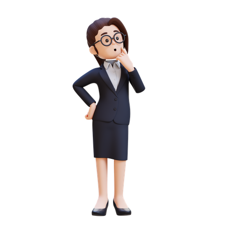 Femme d'affaires en costume réfléchissant en levant les yeux  3D Icon