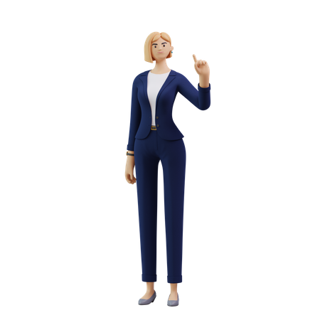 Femme d'affaires dans la pose de réflexion  3D Illustration