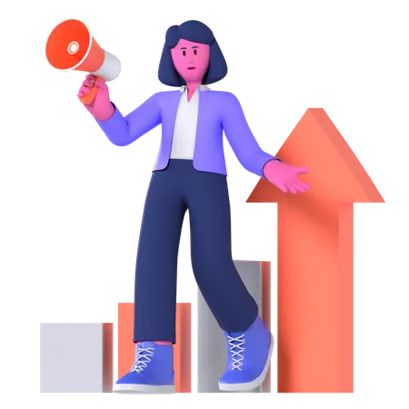 Femme d'affaires faisant du marketing  3D Illustration