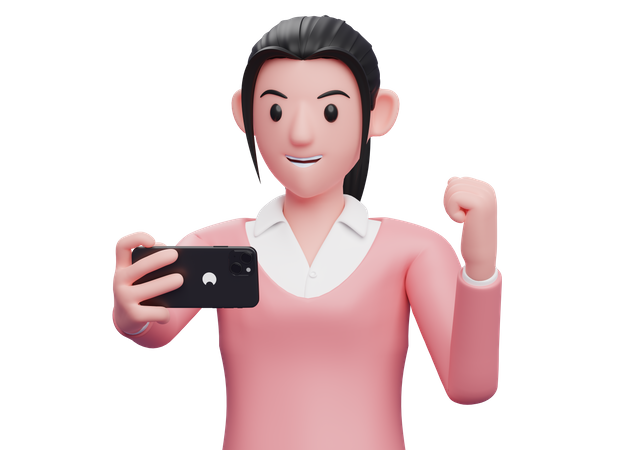 Femme d'affaires effectuant un appel vidéo  3D Illustration