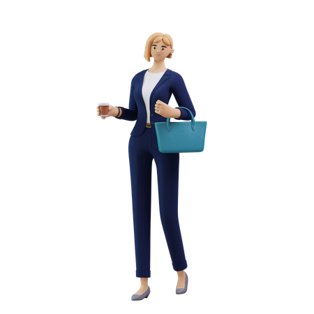 Femme d'affaires qui marche  3D Illustration