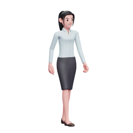 Femme Marchant Portant Une Chemise Longue Et Une Jupe  3D Illustration