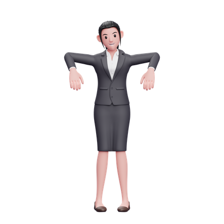 Femme d'affaires donnant la pose de marionnette  3D Illustration