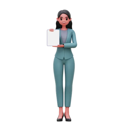 Femme affaires, projection, écran tablette  3D Illustration