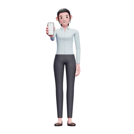 Femme affaires, projection, écran téléphone  3D Illustration