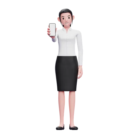 Femme affaires, projection, écran téléphone  3D Illustration