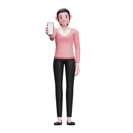 Femme affaires, projection, écran téléphone  3D Illustration