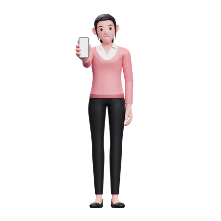 Femme affaires, projection, écran téléphone  3D Illustration