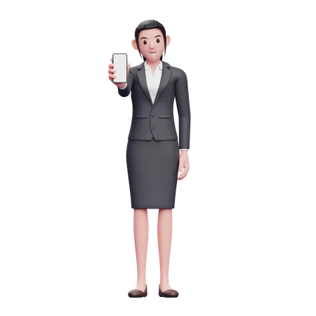 Femme affaires, projection, écran téléphone  3D Illustration