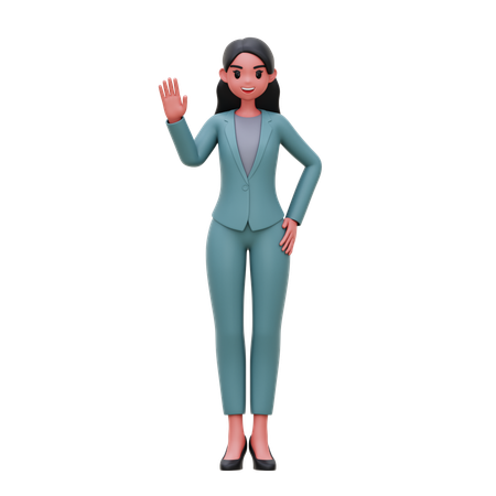 Femme d'affaires montrant ses salutations  3D Illustration