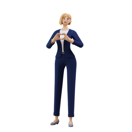 Femme d'affaires montrant le geste du coeur  3D Illustration