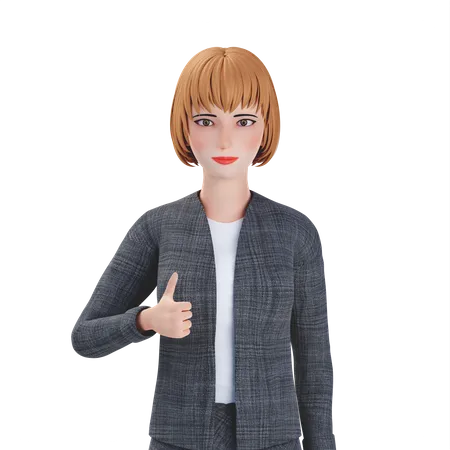 Femme d'affaires, montrer les pouces vers le haut  3D Illustration